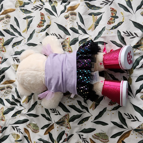 Build a Bear white bear with tulle skirt t shirt and pink shoes - Picture 5 of 6